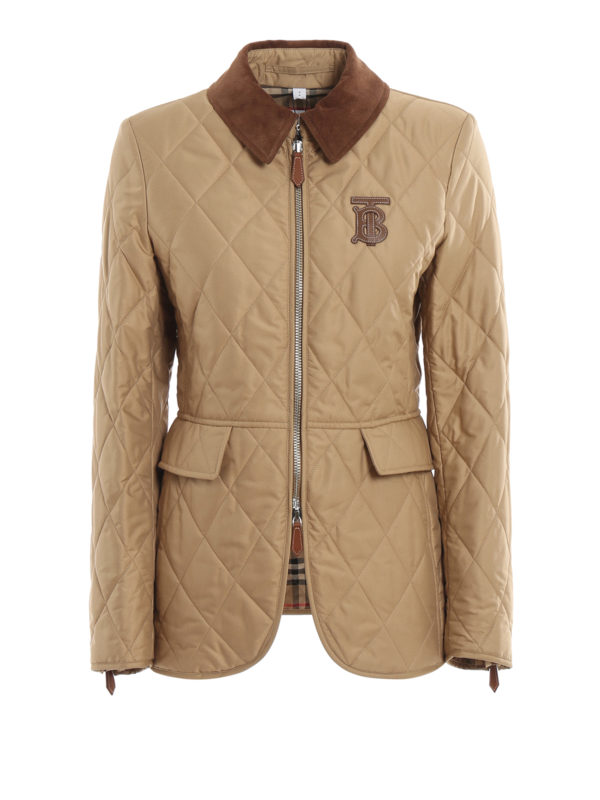 BURBERRY: padded jackets - Logo patch padded riding jacket