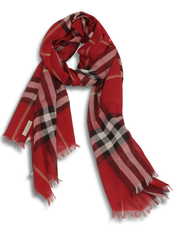 BURBERRY: scarves - Check Wool Silk Scarf