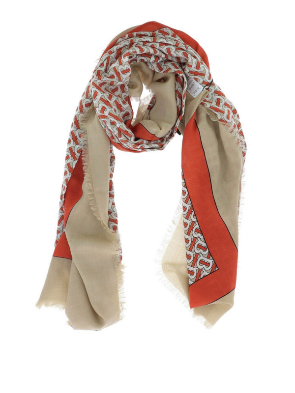 BURBERRY: scarves - Monogram print cashmere scarf