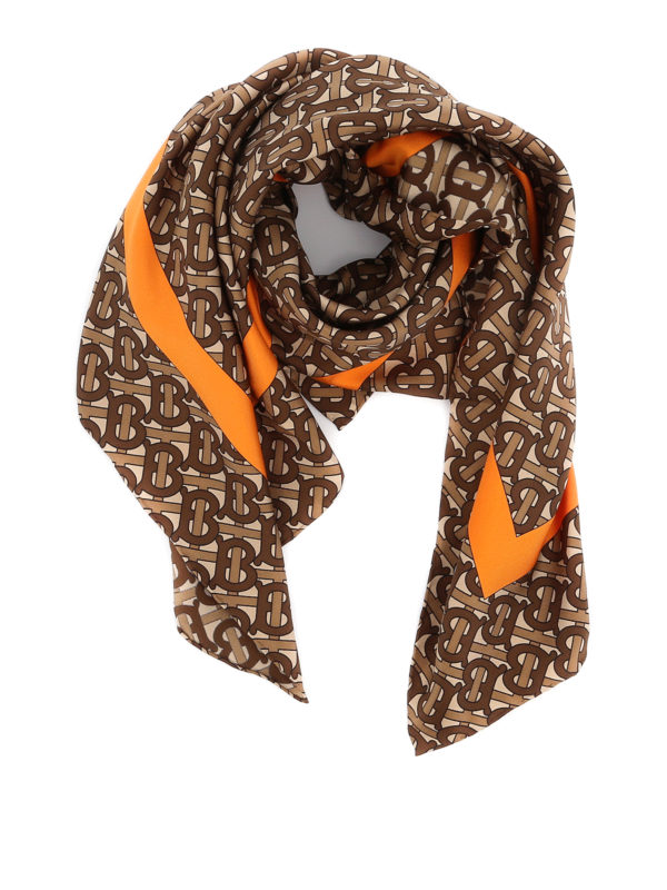 BURBERRY: scarves - TB monogram printed scarf