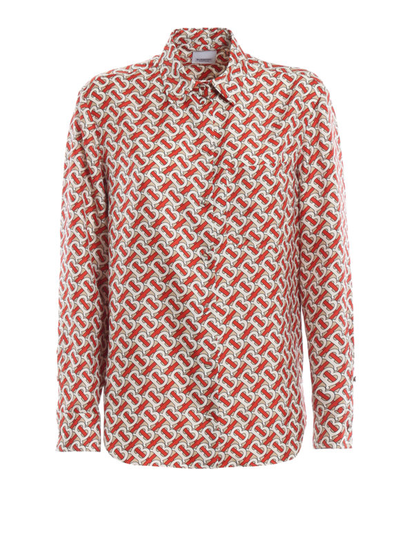 BURBERRY: shirts - Godwit monogram print silk shirt
