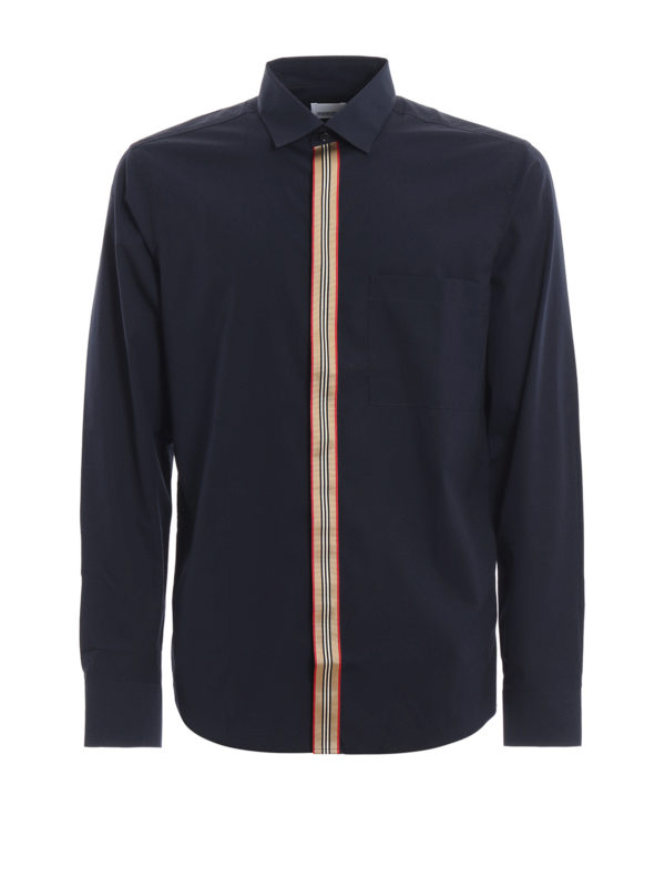 BURBERRY: shirts - Silverton navy iconic stripe shirt
