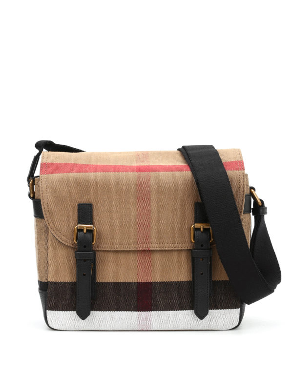 BURBERRY: shoulder bags - Check canvas messenger