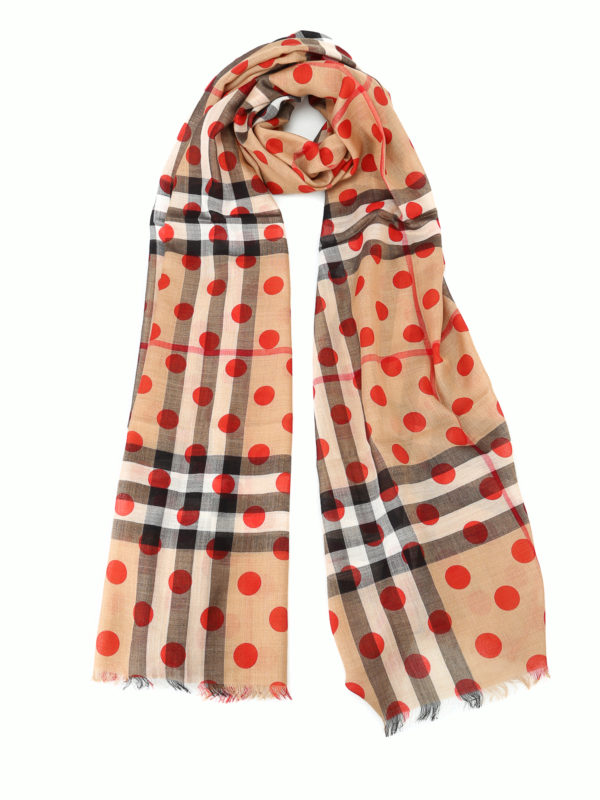 BURBERRY: Stoles & Shawls - Dotted Check print gauze shawl