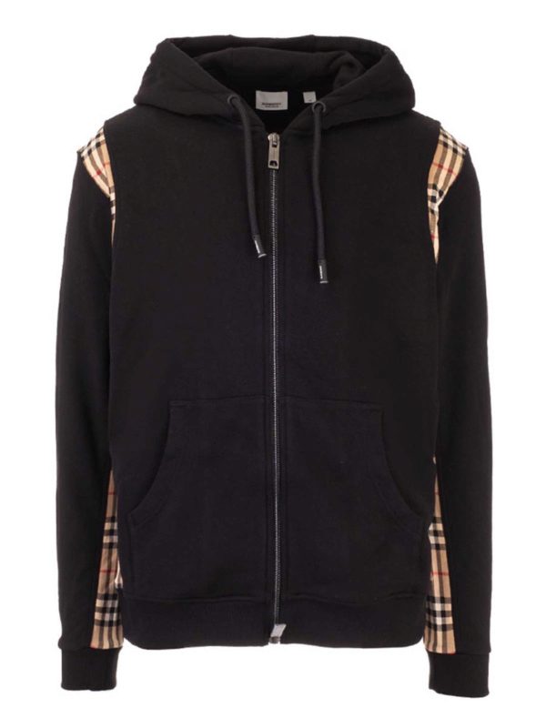 BURBERRY: Sweatshirts & Sweaters - Vintage check hooded sweatshirt in black