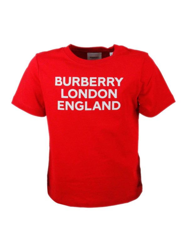 BURBERRY: t-shirts - Burberry Kids geographic logo t-shirt in red