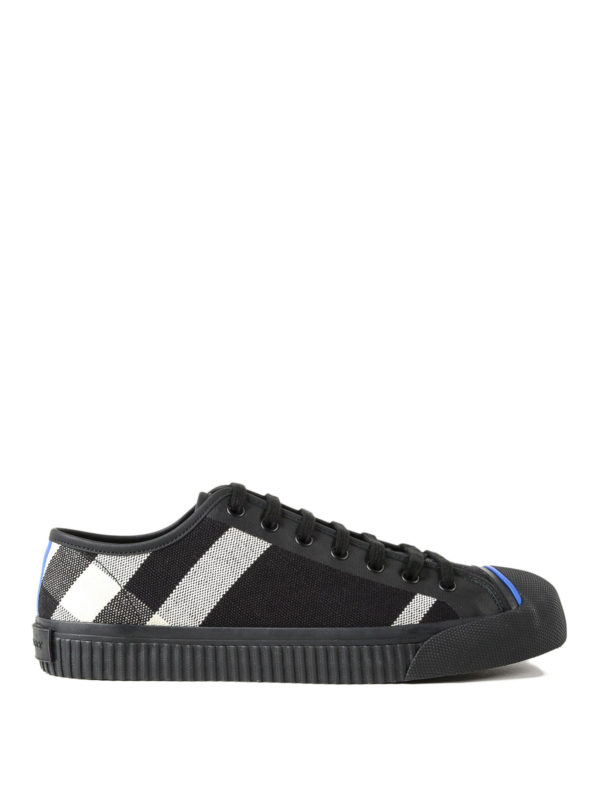BURBERRY: trainers - Black check canvas sneakers