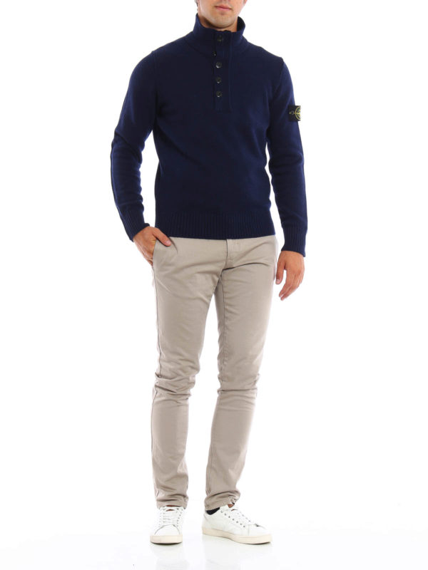 Buttoned mock neck sweater shop online: STONE ISLAND