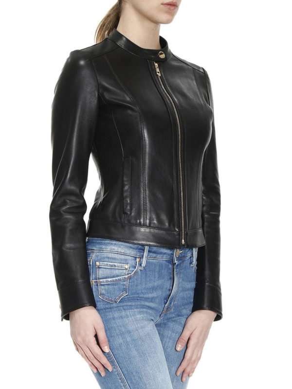 Calf leather biker jacket shop online: VERSACE COLLECTION