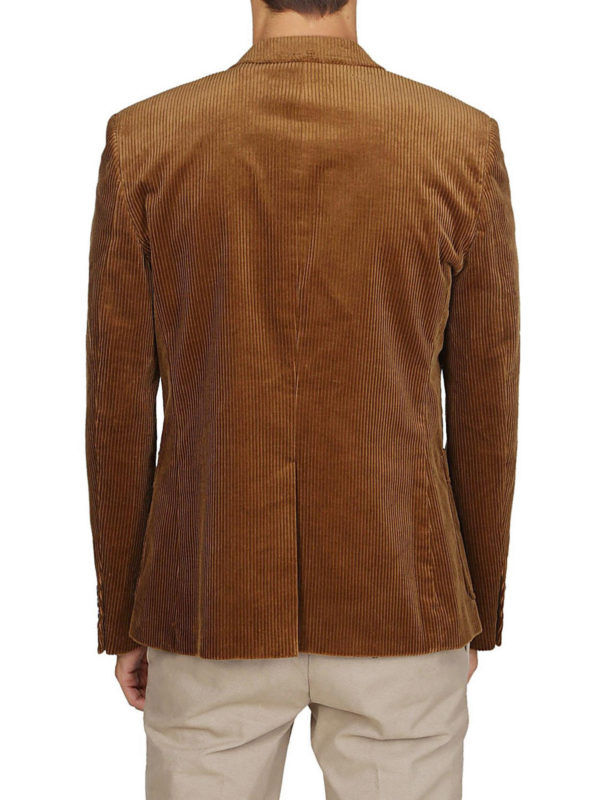 Camel corduroy single-breasted blazer shop online: SAINT LAURENT