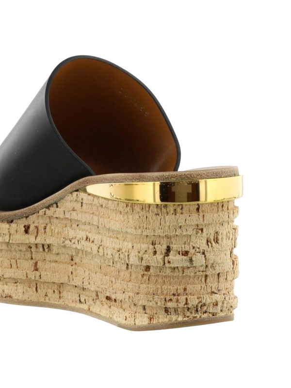 Camille black leather wedges shop online: CHLOE