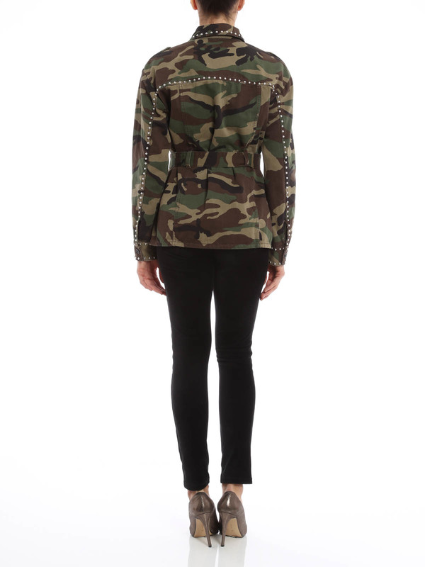 Camo pattern denim jacket shop online: SAINT LAURENT PARIS