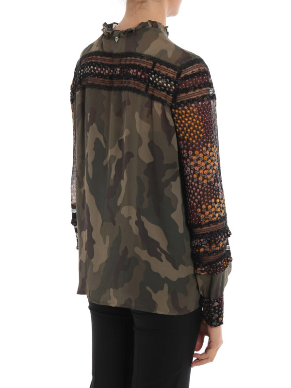 Camicia in georgette floreale e camouflage shop online: TWINSET