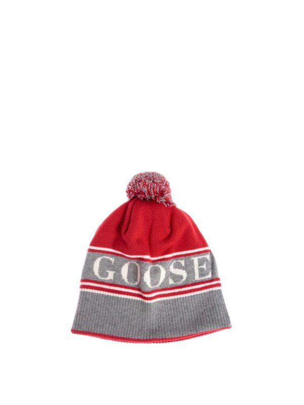 Canada Goose: hats & caps online - Pom Toque beanie gray and red