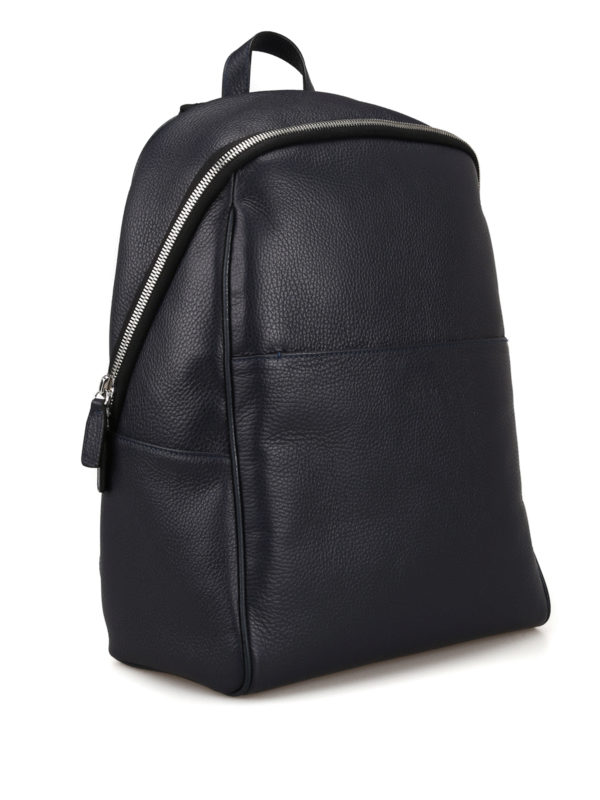 CANALI: backpacks online - Blue hammered leather backpack