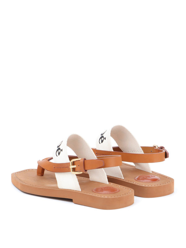 Sandali infradito in tela e pelle shop online: CHLOE