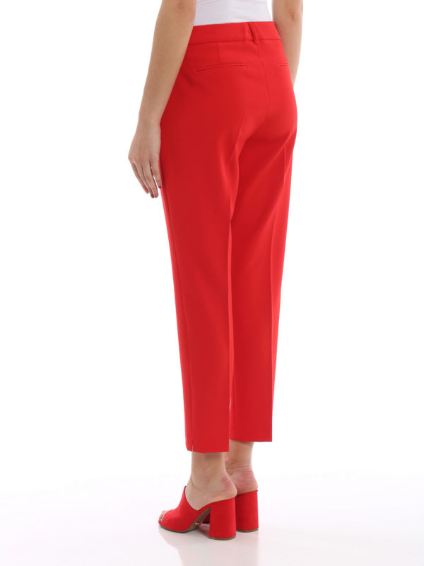 Capri red crepe trousers with vents shop online: Paolo Fiorillo
