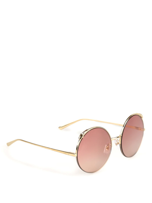 CARTIER: occhiali da sole - Occhiali da sole tondi in metallo oro lucido