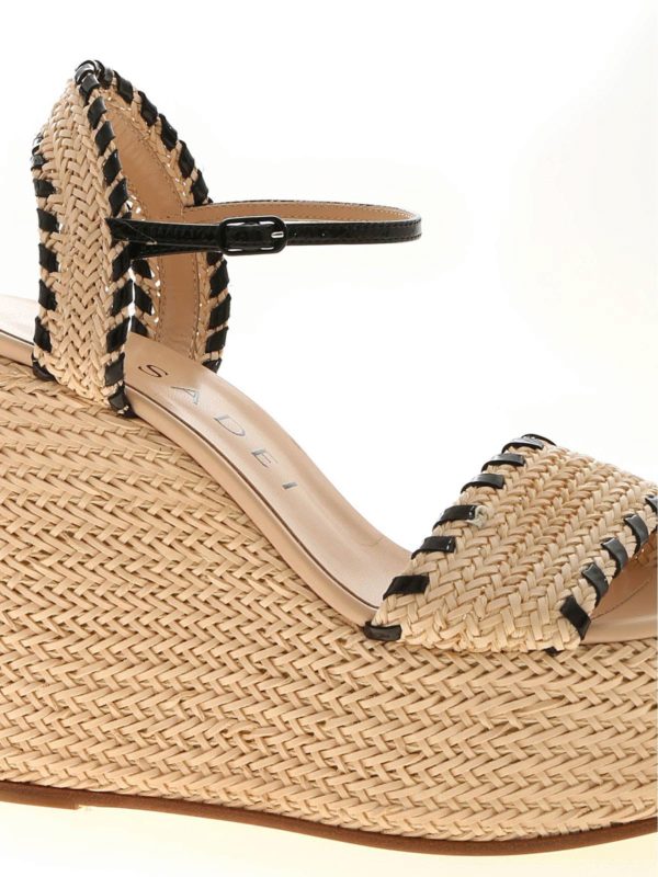 Casadei buy online Woven leather wedges in ecru and black