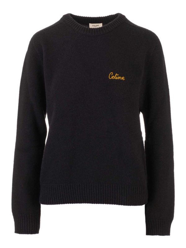 CELINE: Suéteres con cuello pico - Sudadera - Negro