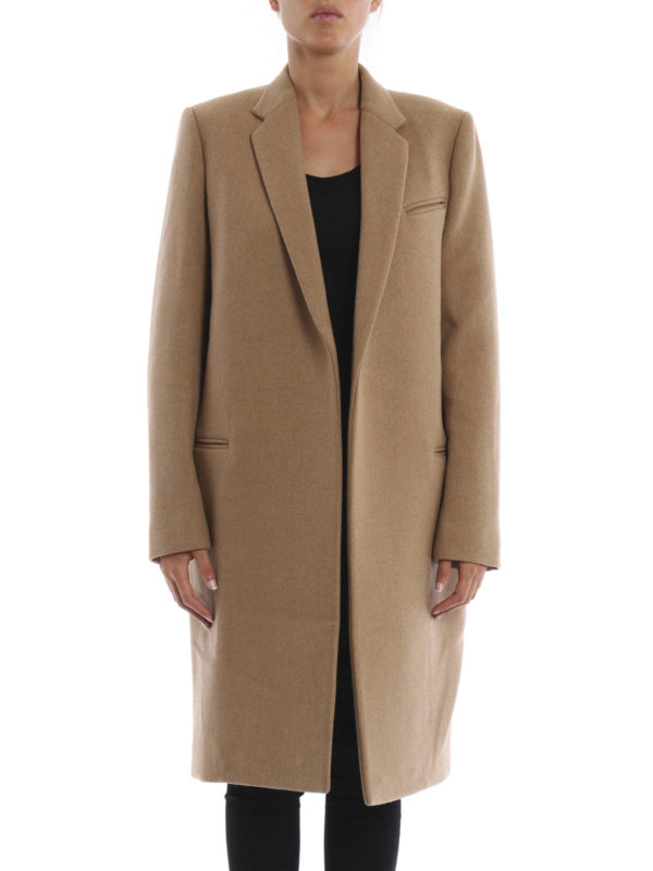 CELINE: knee length coats online - Structured wool coat