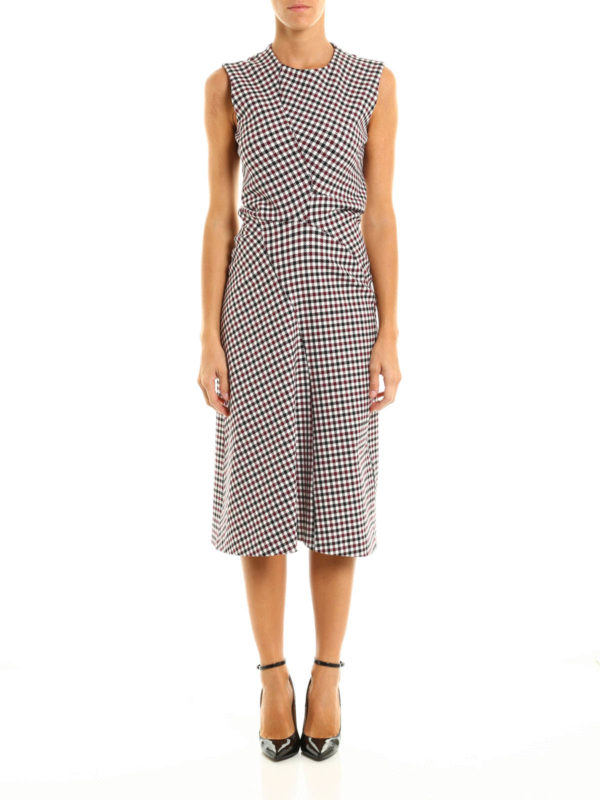 CELINE: abiti lunghi online - Abito mini in cotone a quadretti