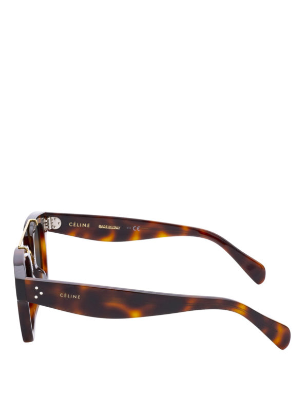 CELINE: sunglasses online - Tortoiseshell double bridge sunglasses