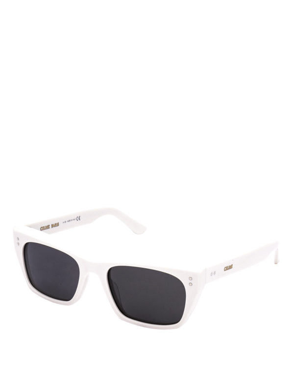 CELINE: sunglasses - White frame rectangular sunglasses