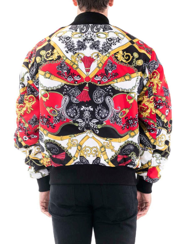 Chain print bomber jacket shop online: Versace Jeans Couture