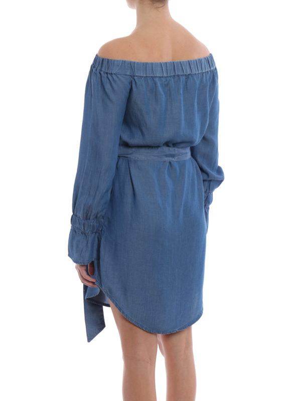 Chambray off-shoulder dress shop online: MICHAEL KORS