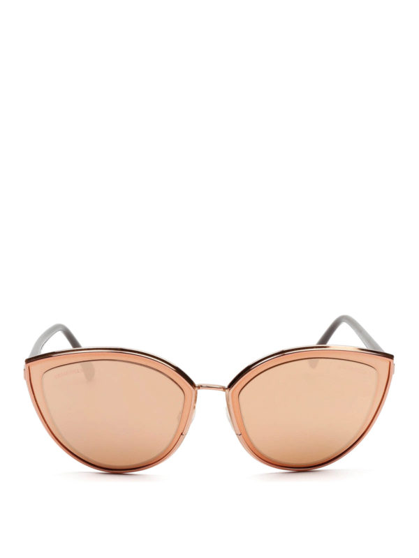 CHANEL: sunglasses online - Pink gold cat eye sunglasses