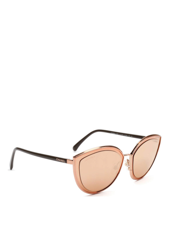 CHANEL: sunglasses - Pink gold cat eye sunglasses