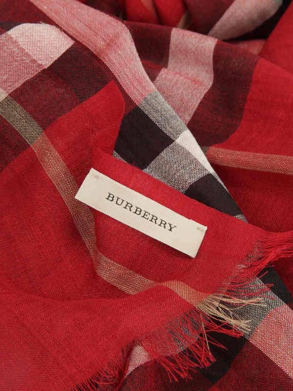 Check Wool Silk Scarf shop online: BURBERRY