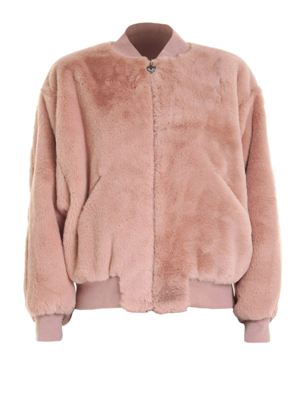 CHIARA FERRAGNI: Fur & Shearling Coats - Logomania faux fur bomber jacket