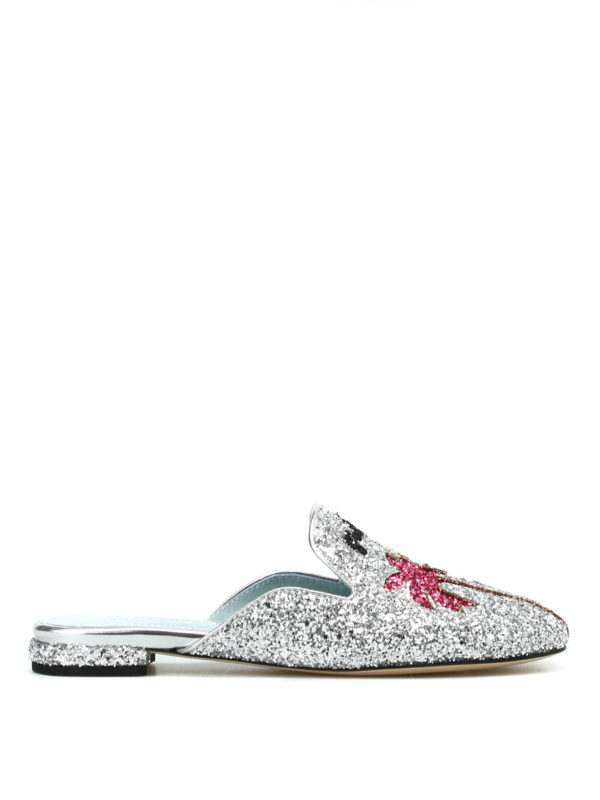 CHIARA FERRAGNI: mules shoes - Suite Life silver glitter mules
