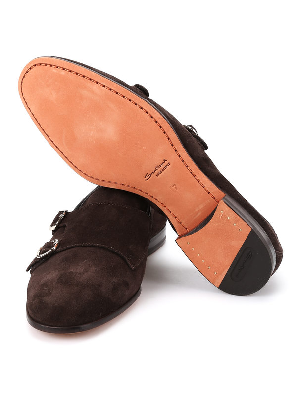 classic shoes shop online Suede double monk-strap shoes