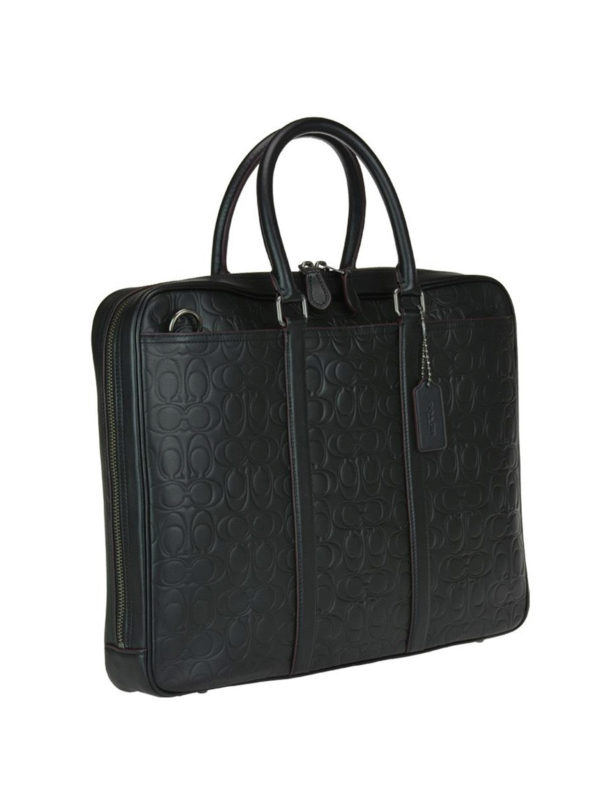 COACH: laptop bags & briefcases online - Logo embossed leather briefcase