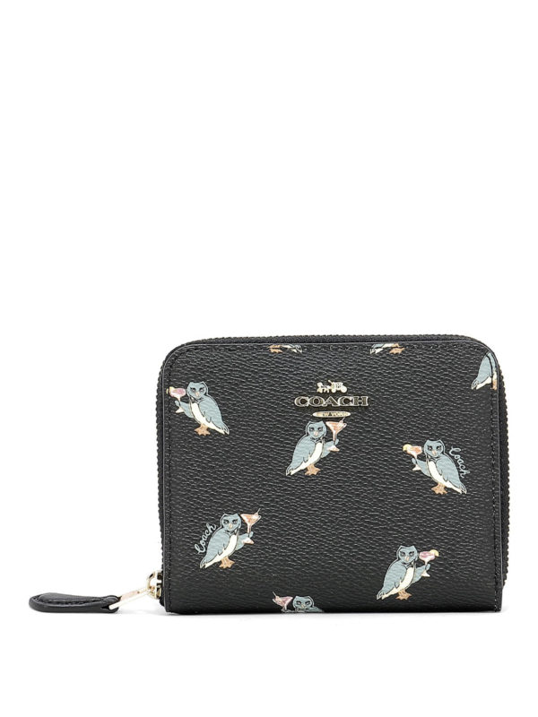 COACH: wallets & purses - Owl print small zip around wallet