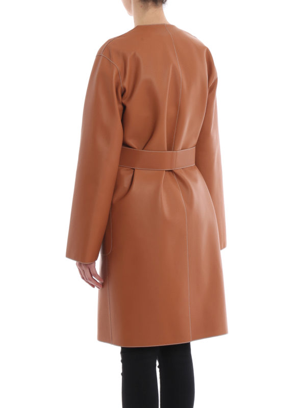 Abrigo De Cuero - Marrón Claro shop online: LOEWE