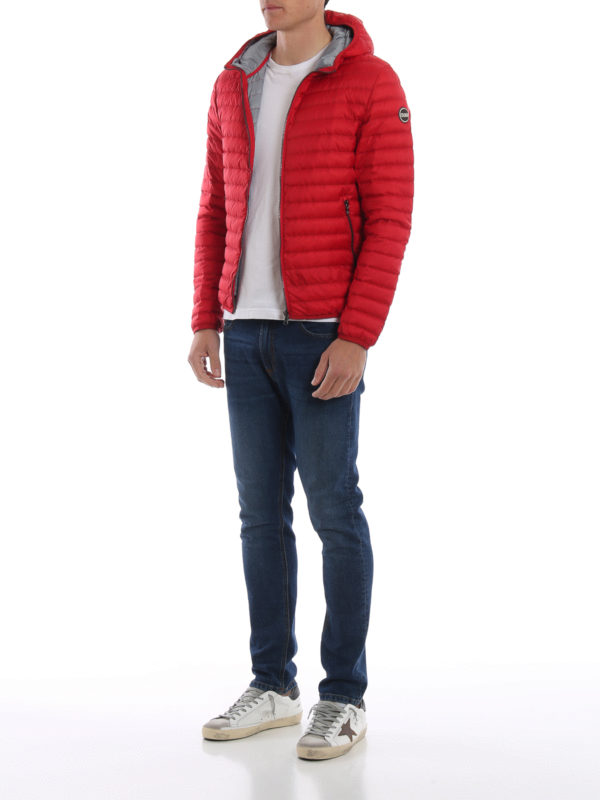 Colmar Originals: padded jackets online - Red hooded spring puffer jacket