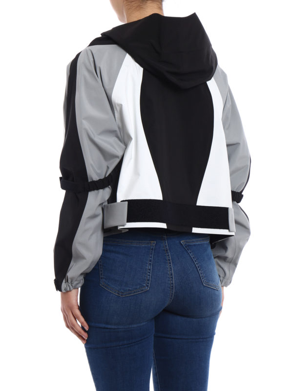 Colour block techno A-line jacket shop online: PRADA