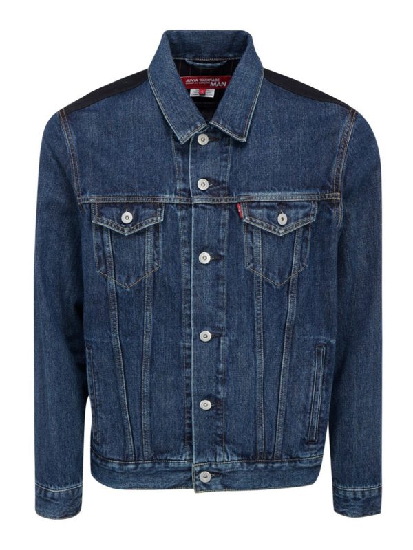 COMME DES GARCONS: denim jacket - Wool panel denim jacket
