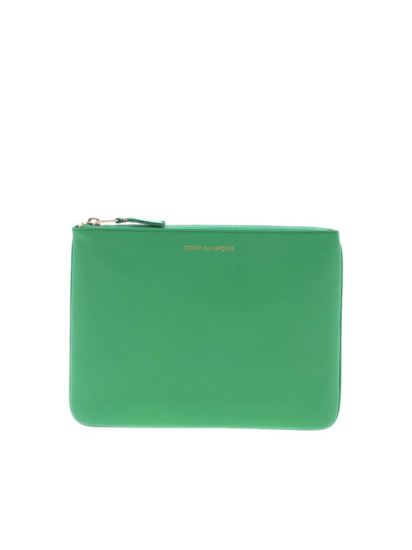 COMME DES GARÇONS WALLET: clutches - Logo print leather clutch