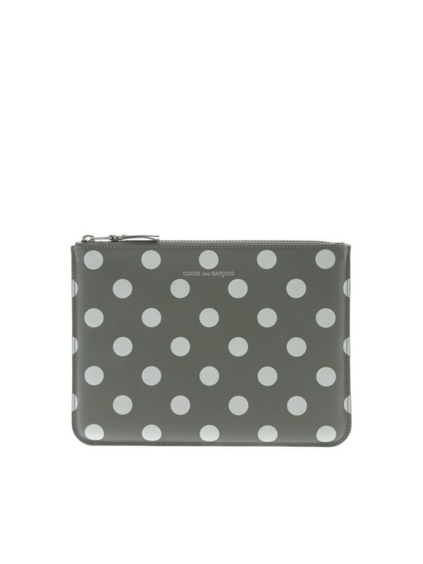COMME DES GARÇONS WALLET: pochette - Busta a pois grigia