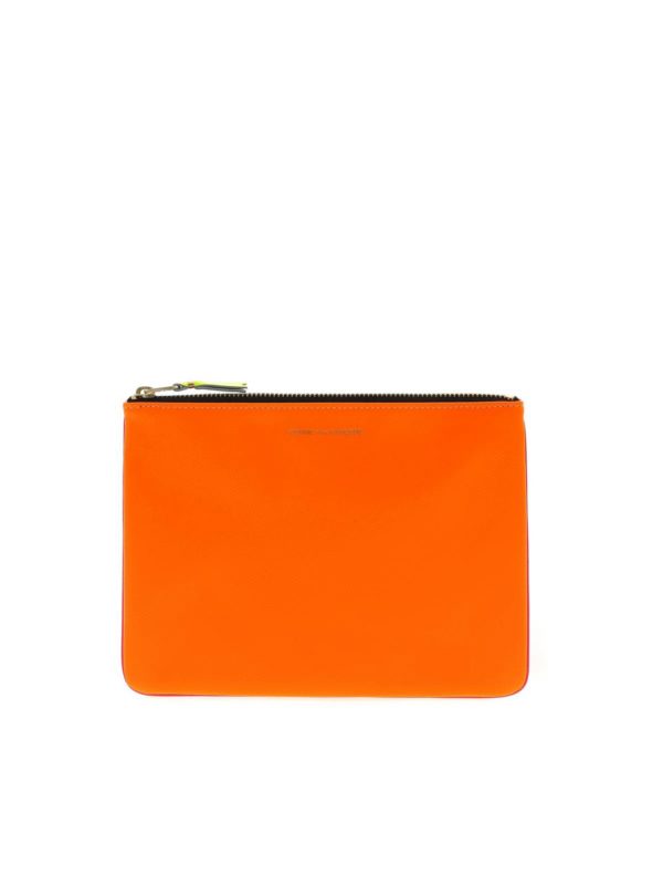 COMME DES GARÇONS WALLET: clutches - Super Fluo pouch in orange and pink