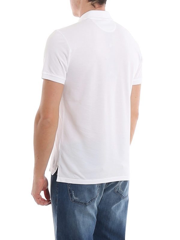 Coral embroidery piqué polo shop online: ISAIA