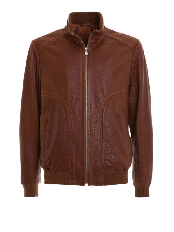 CORNELIANI: leather jacket - Soft leather bomber jacket