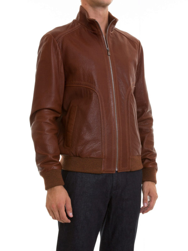 CORNELIANI: leather jacket online - Soft leather bomber jacket