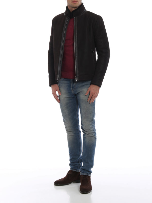 CORNELIANI: leather jacket online - Textured shearling jacket