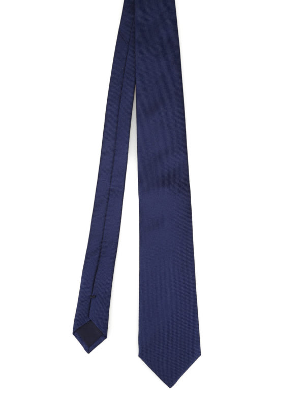 CORNELIANI: ties & bow ties - Solid midnight blue silk tie